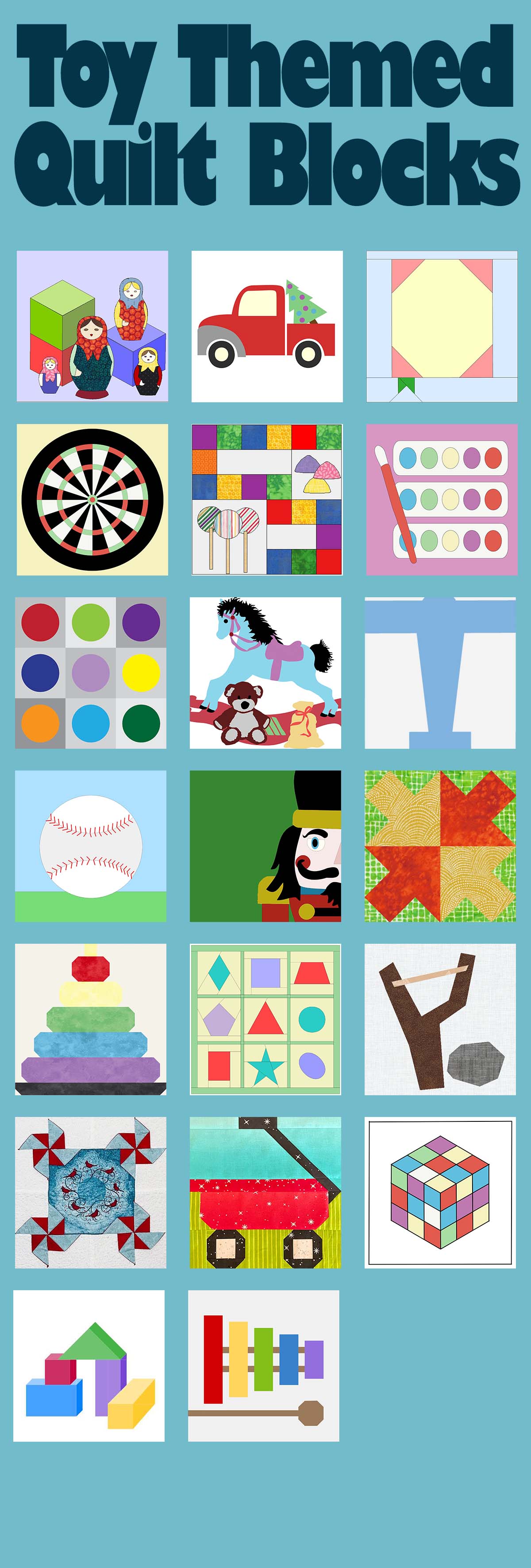 toy themed quilt blocks